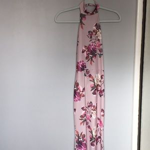 Long floral halter neck dress